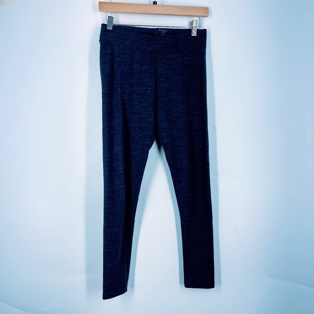 Woolx Stella Merino Wool Leggings Charcoal Gray Heathered Small Slim Fit Base